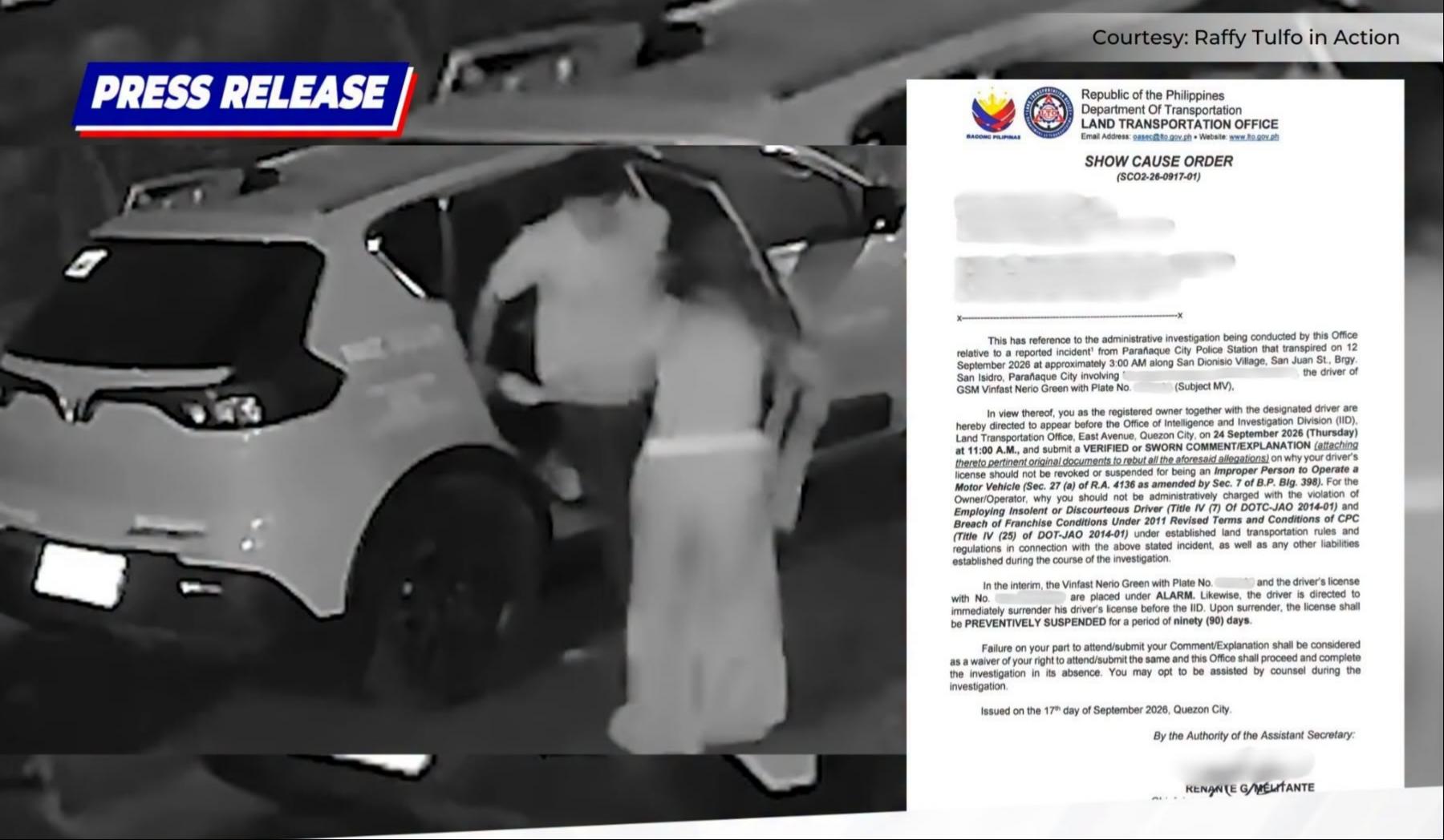 LTO inirekomenda ang lifetime ban sa taxi driver na inireklamo ng pasahero